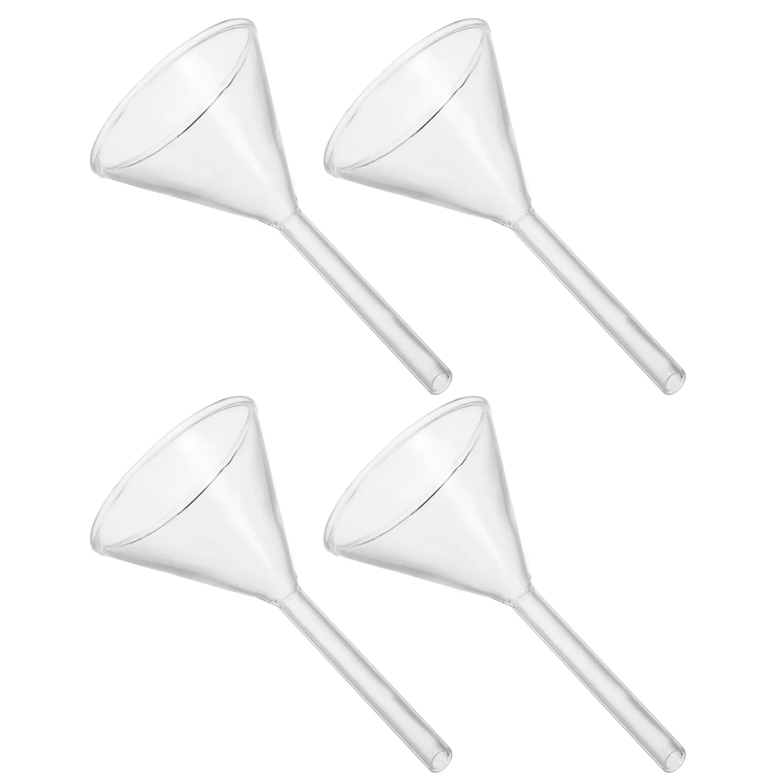 4Pcs Glass Funnels for Lamp Oil Filling Wide Mouth Transparent Short Stem Lab Funnel Multi Purpose Liquid Pouring Tool