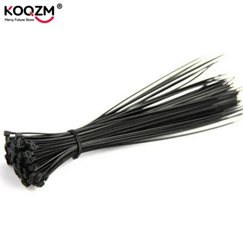 100pcs Self-Locking Plastic Nylon Wire Cable Zip Ties Black Cable Ties Fasten Loop Cable 2.5mm Or 3mm