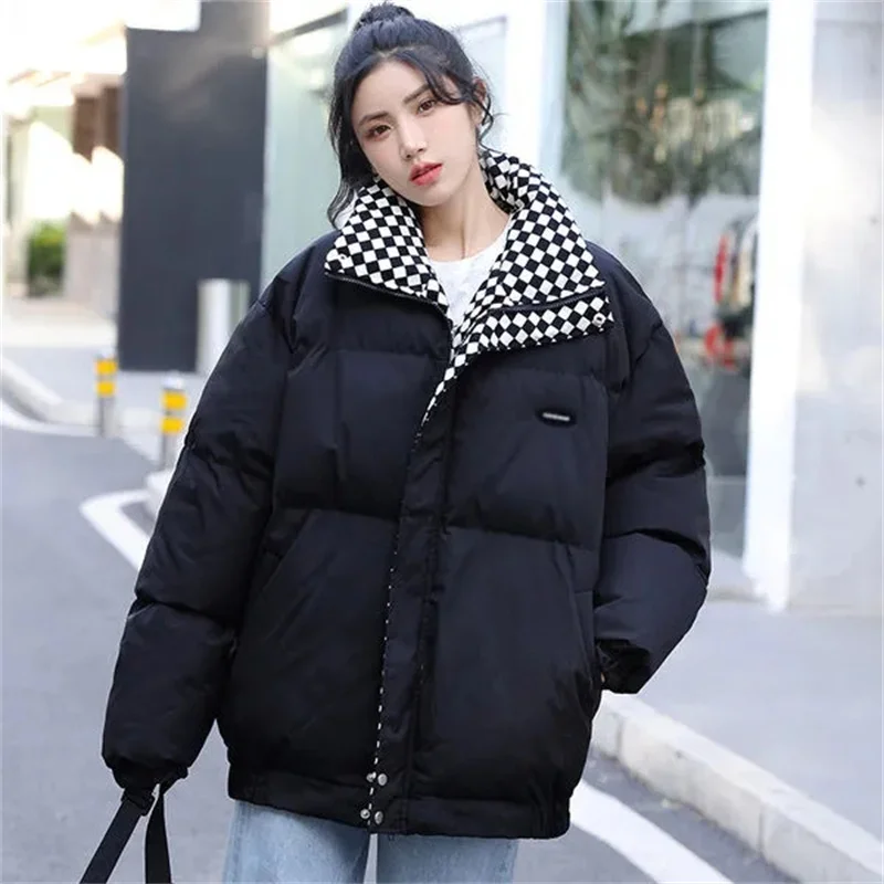 Korean Women Fashion Casual Cotton Padded Coat Ladies Winter Down Cotton Jacket Female Solid Color Loose Parkas Outwear