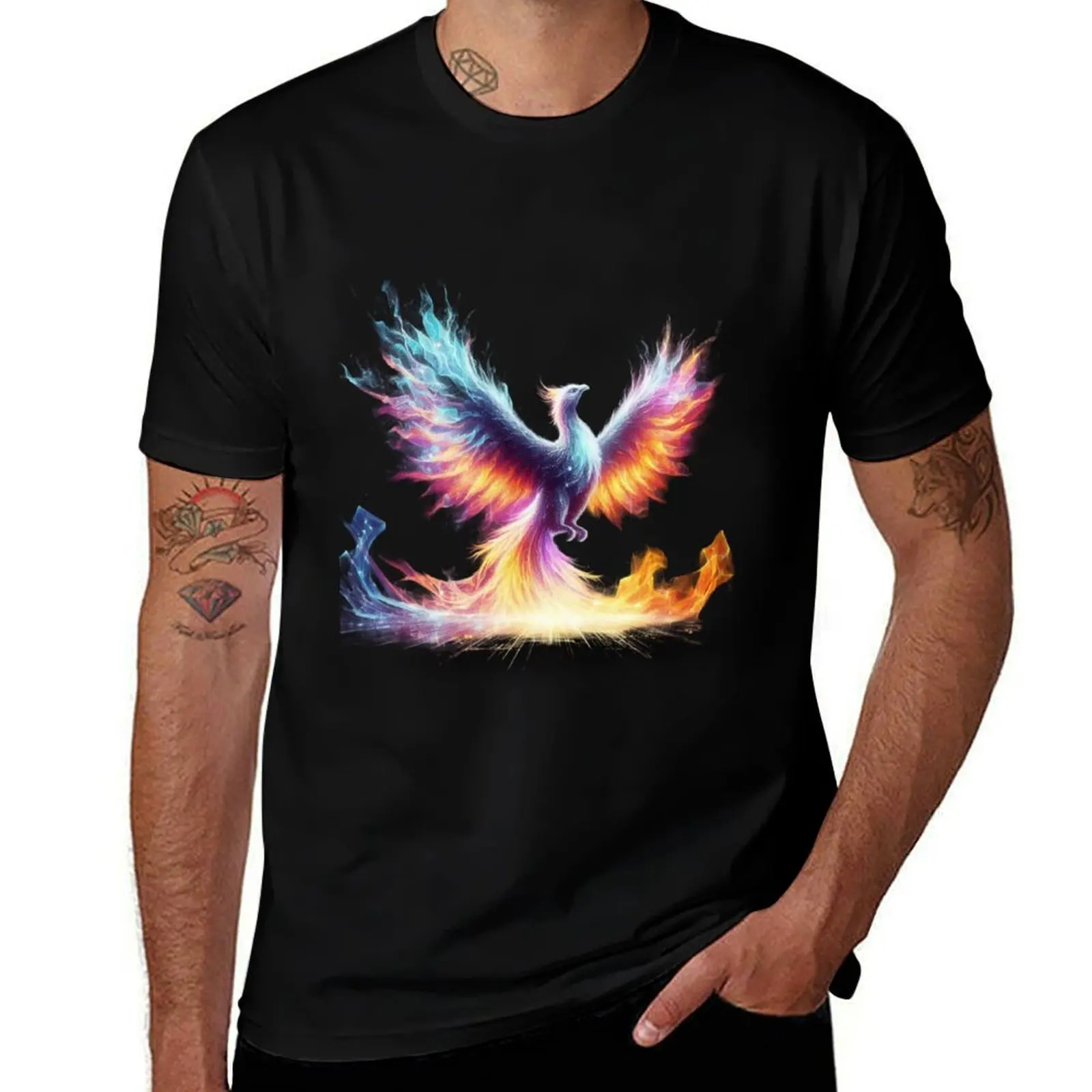 Phoenix vivid color T-Shirt Basic Solid Tee for Daily Use T-Shirt