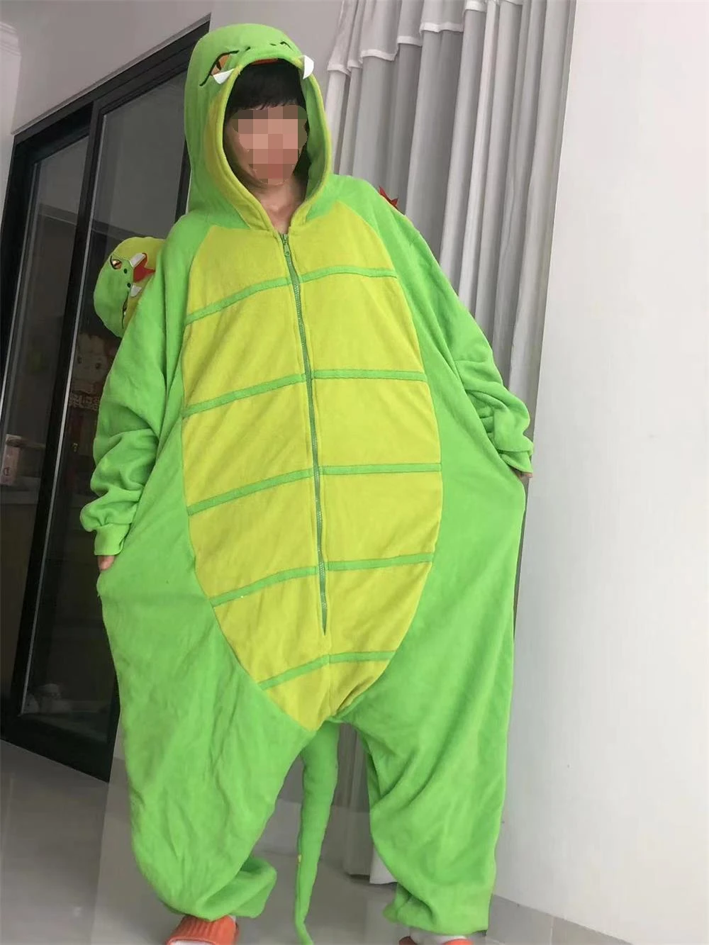 Three Headed Snake Pajamas Adult Yoshi Cosplay Halloween Costumes Green Alien Onesies Jumpsuit Xmas Carnival Funny Kigurumi