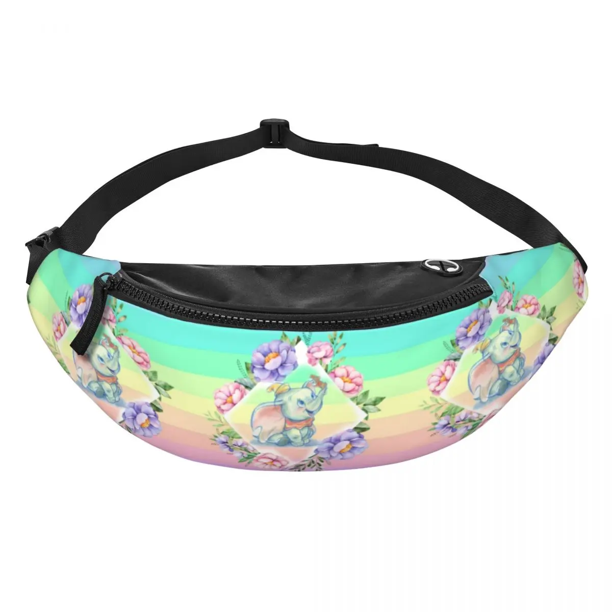 

Custom D-Dumboes Cartoon Fanny Pack Men Women Cute Elephant Crossbody Waist Bag for Cycling Camping Phone Money Pouch