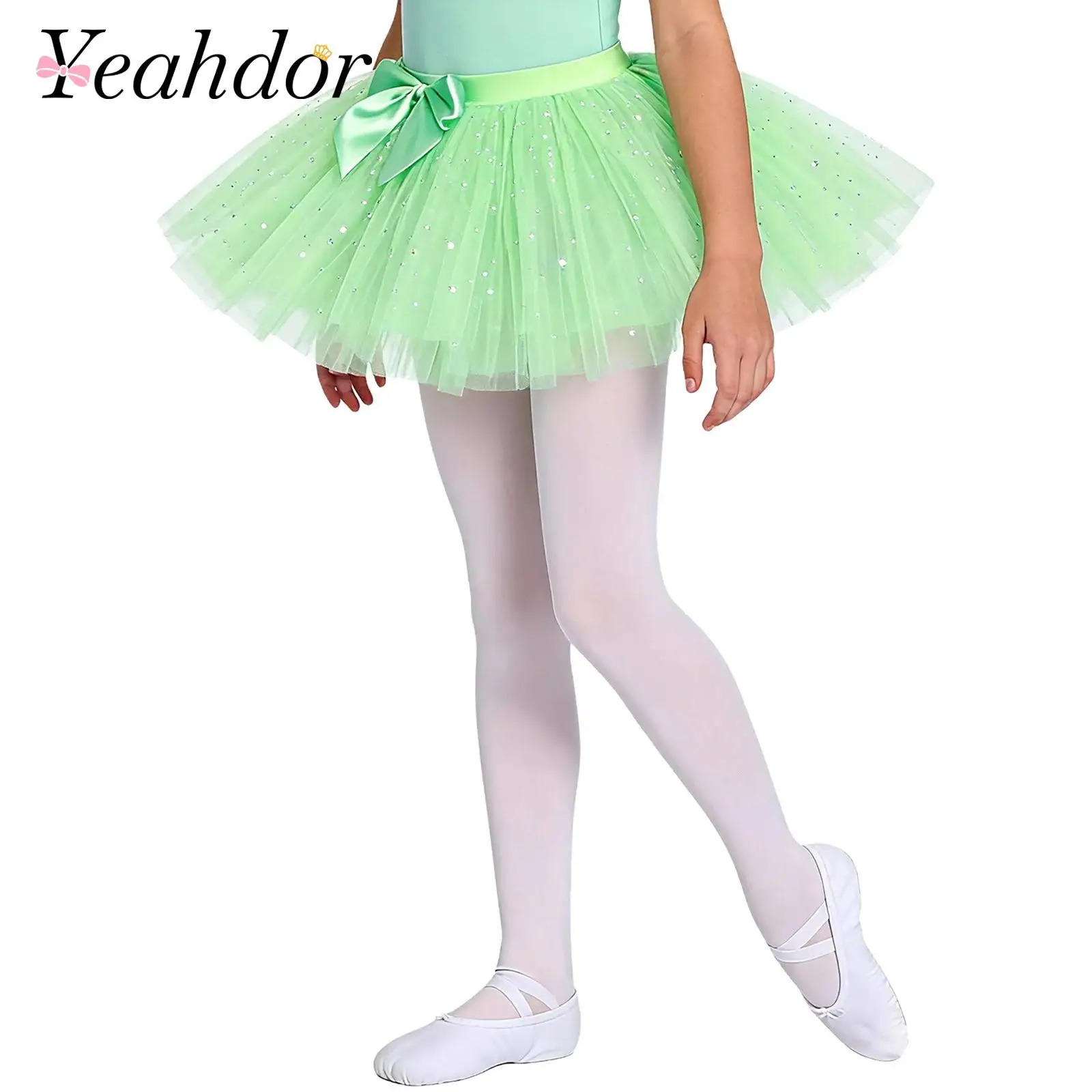 Kinder-Ballett-Tanzröcke, Tutu für Mädchen, Prinzessinnen-Minirock mit Pailletten, elastische Taille, mehrlagiges Tüllkleid, Tanzkleidung, Geburtstagsoutfit