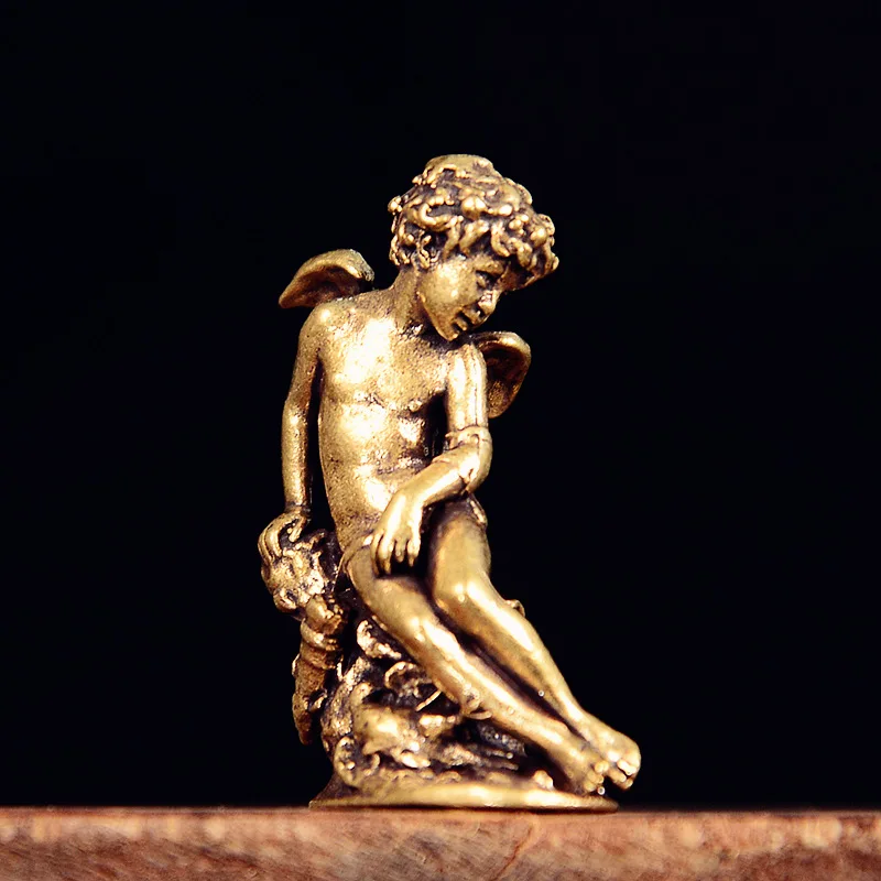 

Little Fairy/ Antique Brass Little God of Love Cupid Office Desk Decorations Bronze Statue Furniture Tea Pet Decoration Crafts