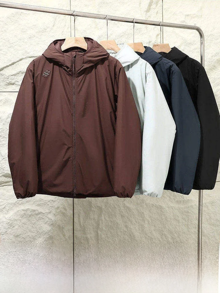 Waterproof Windproof Cotton Jacket for Men Outdoor Sports Hoodie Pure Color Warmth Youth Style Long Sleeve Standard Fit