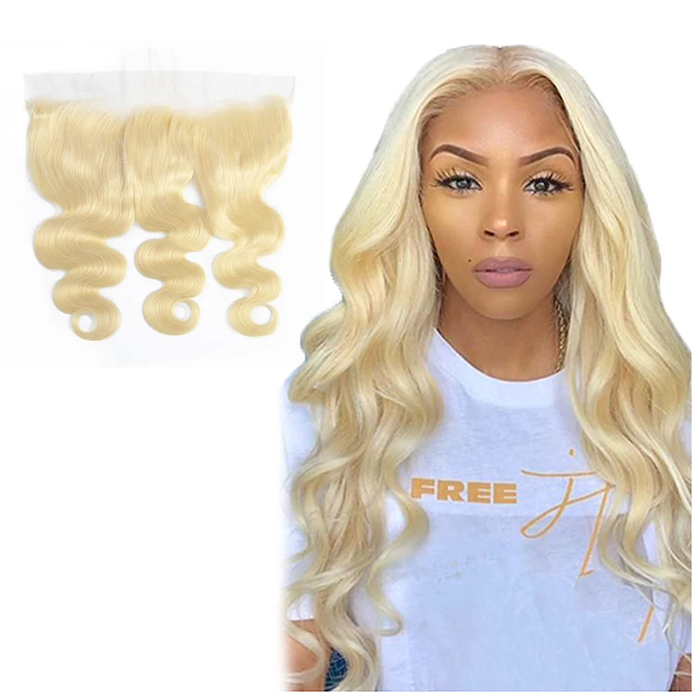 

613 Blonde Lace Frontal Body Wave 13x4 Transparent Brazilian Human Hair Frontals Swiss Lace Pre Plucked Ear to Ear Lace Frontal