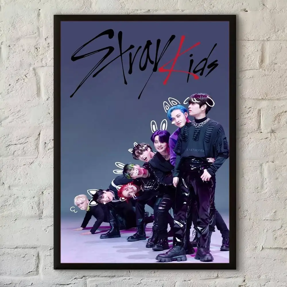 Hot KPOP S-Stray K-Kids Anime Posters Sticky Whitepaper Sticker DIY Room Bar Cafe Kawaii Room Decor