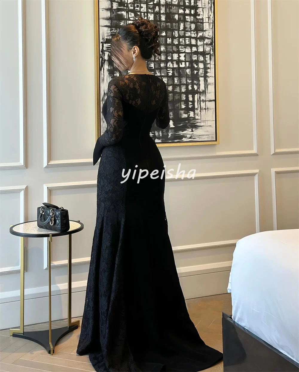 Customized Matching Classic Jersey Lace Mermaid V-neck Long Dresses Bespoke Occasion Dresses Sizes Available High Quality Retro