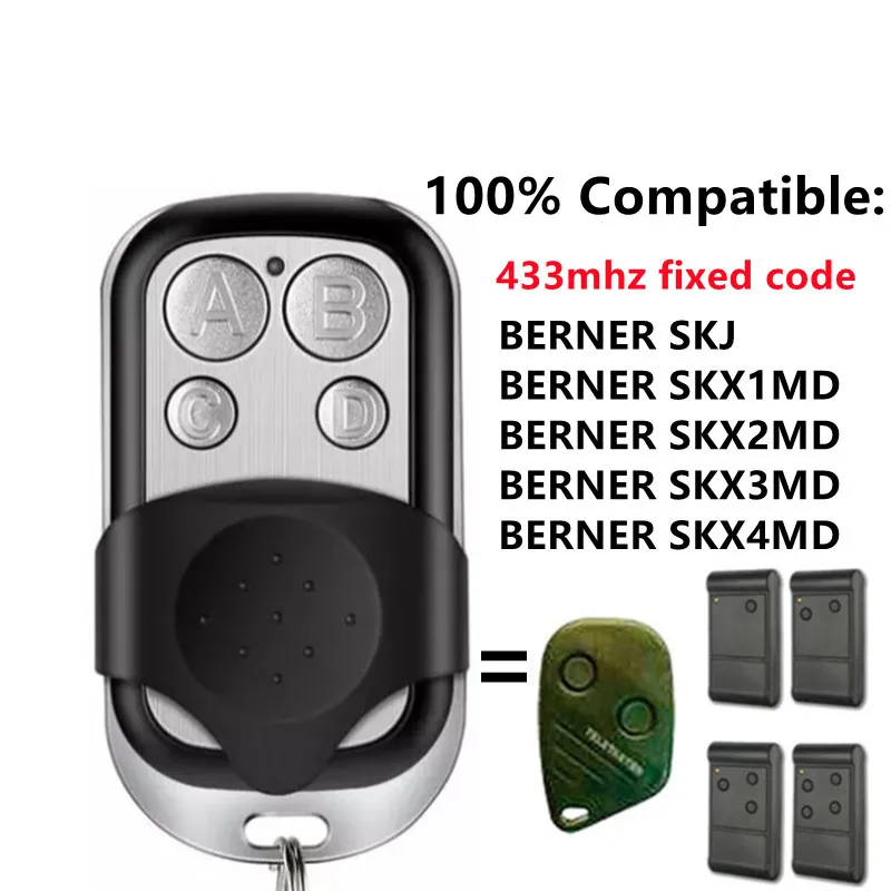 BERNER ELKA TEDSEN TELETASTER SKX1LC SKX2LC SKX1MD SKX2MD Garage Door Remote Control 433.92 MHz Fixed Code Duplicator Opener