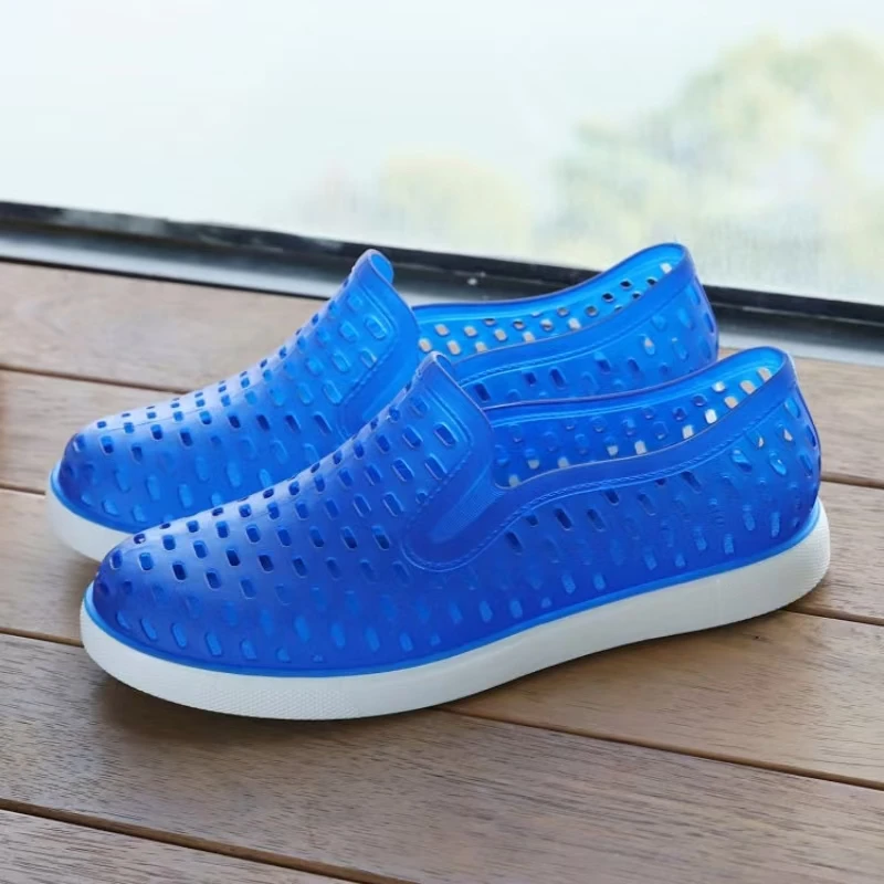 

Мужские летние новые прозрачные сандалии Baotou с мягкой подошвой, нескользящие дышащие сандалии без шнуровки в пещерном стиле, пляжные сандалии