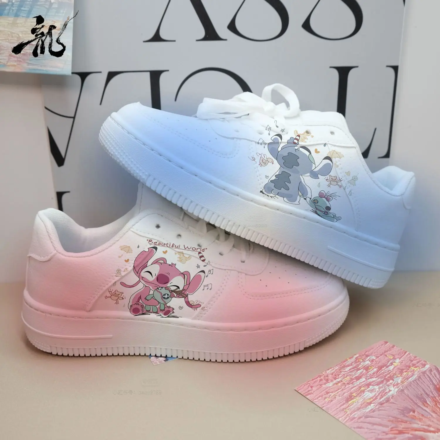 

Kawaii Disney Stitch Cartoon Platform Casual Off White Shoes Cute Lolita Spring and Autumn Skateboard Versatile Couple Sneakers