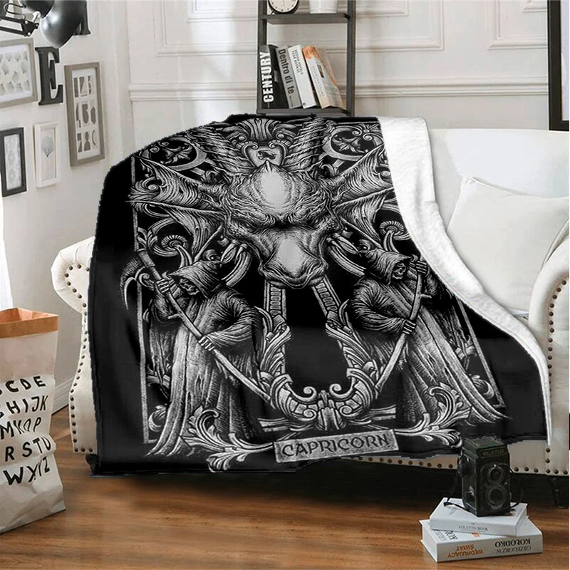 Terror Devil Printed Blanket Halloween Gift Fashion Flannel Blanket,Living Room,Bedroom,Bed,Sofa Insulation Blanket, Bed Blanket