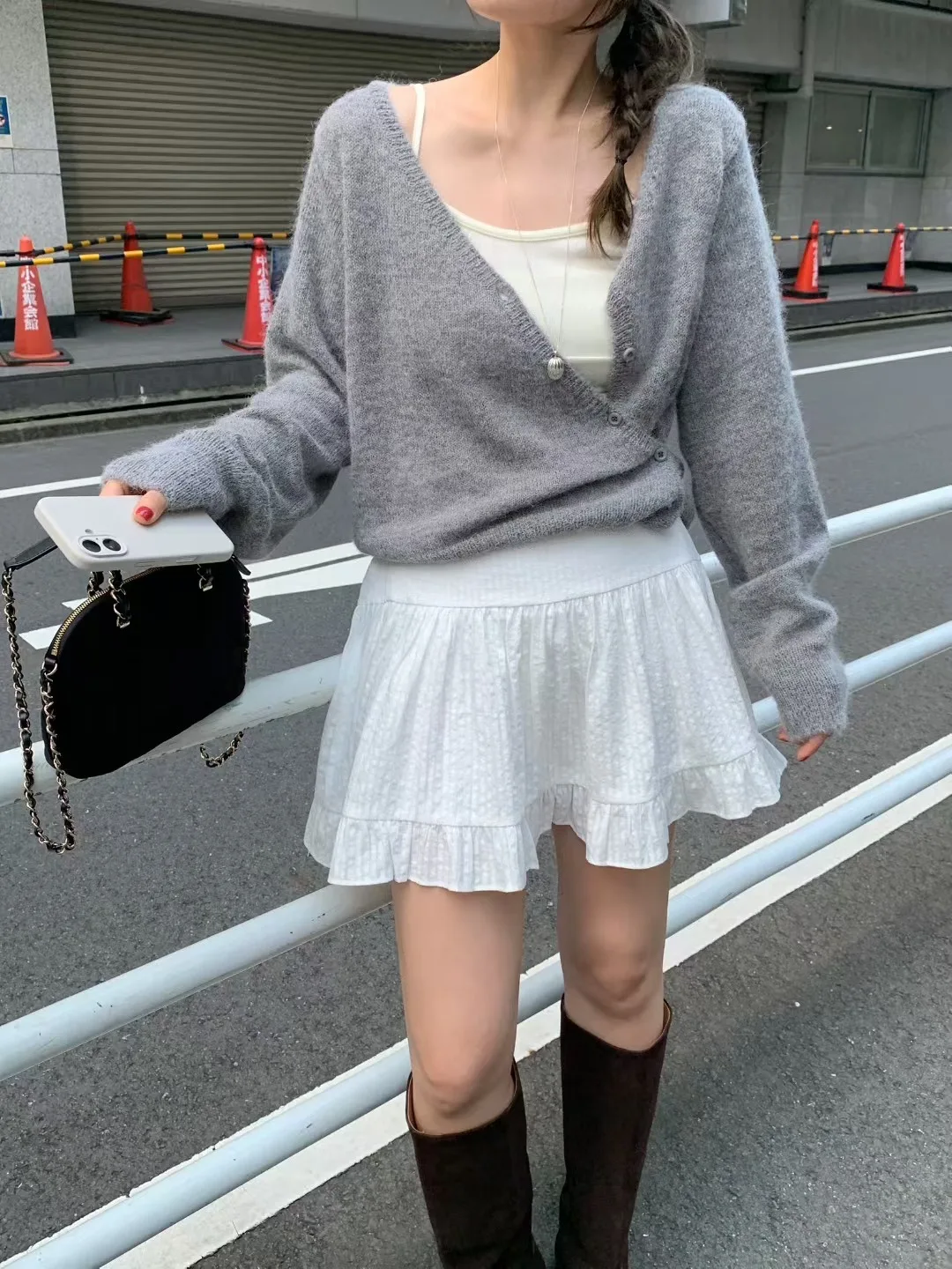 Chic automne hiver tricoté Long Sve ouvert Cardigan pull bouton conception côté S Ele Gentle Faion trajet Sle Wom...