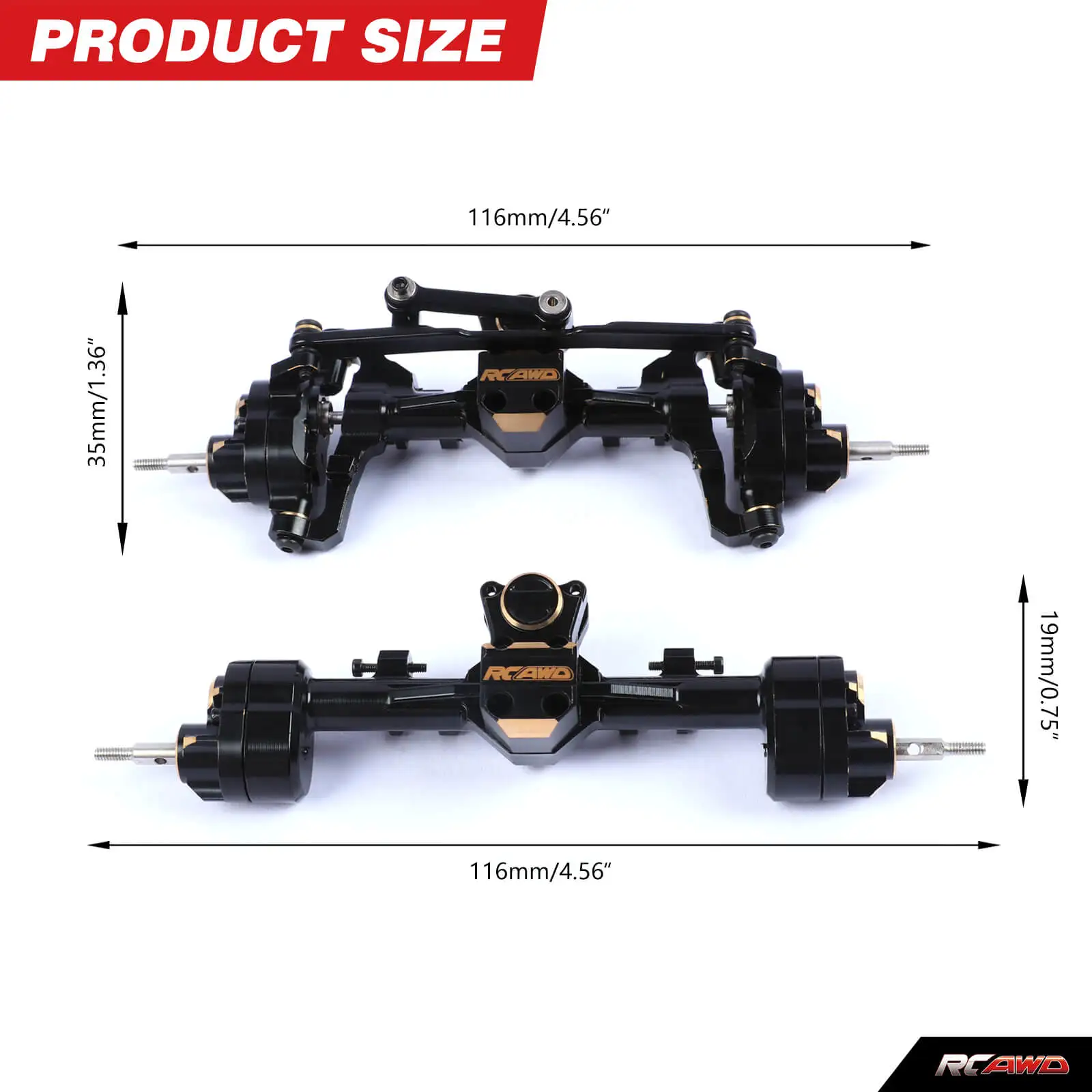 RCAWD all copper Front & Rear Portal Axle For Axial 1/24 SCX24 Crawlers upgrades parts