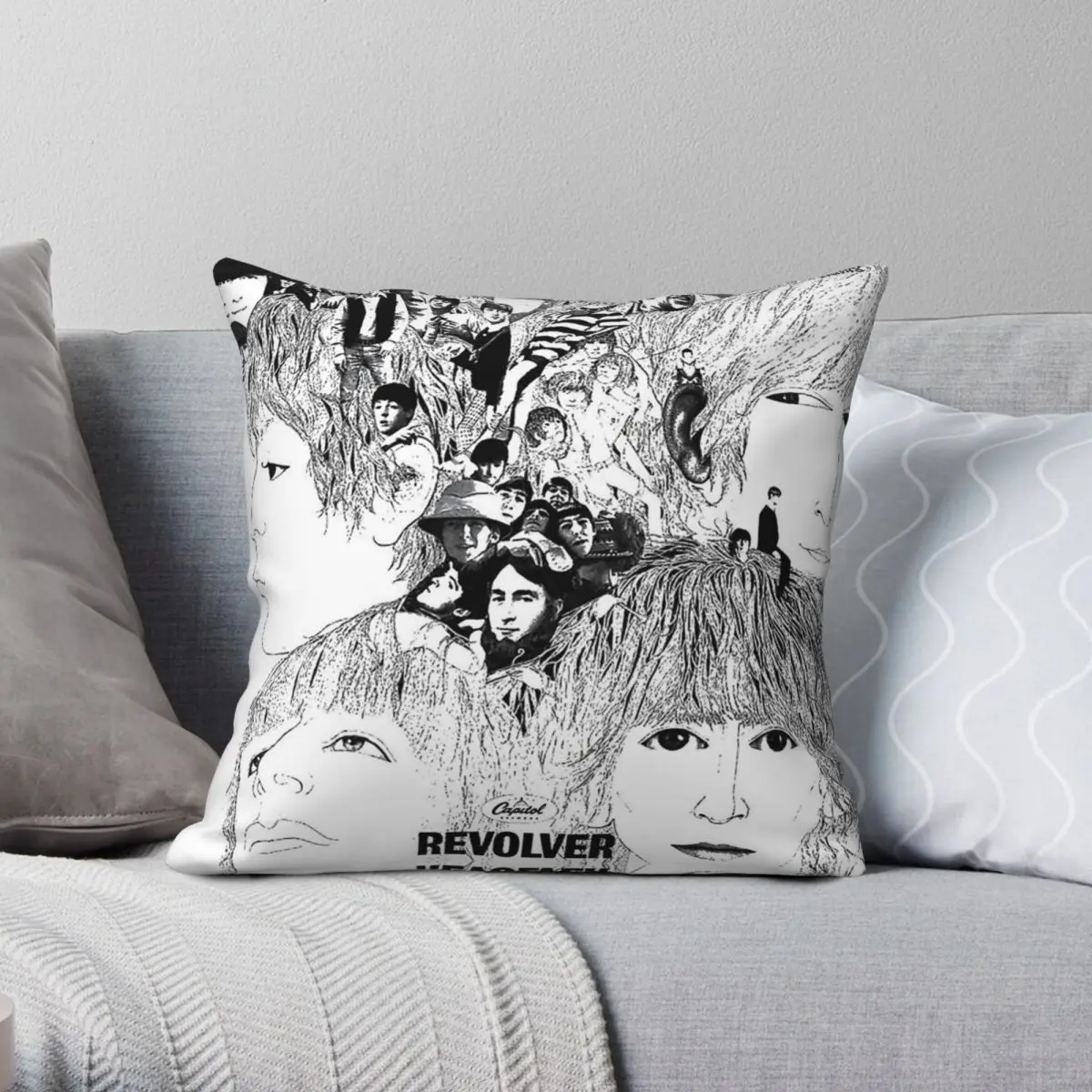 Revolver Album Square Pillowcase Polyester Linen Velvet Creative Zip Decor Throw Pillow Case Sofa Seater Cushion Cover 45x45