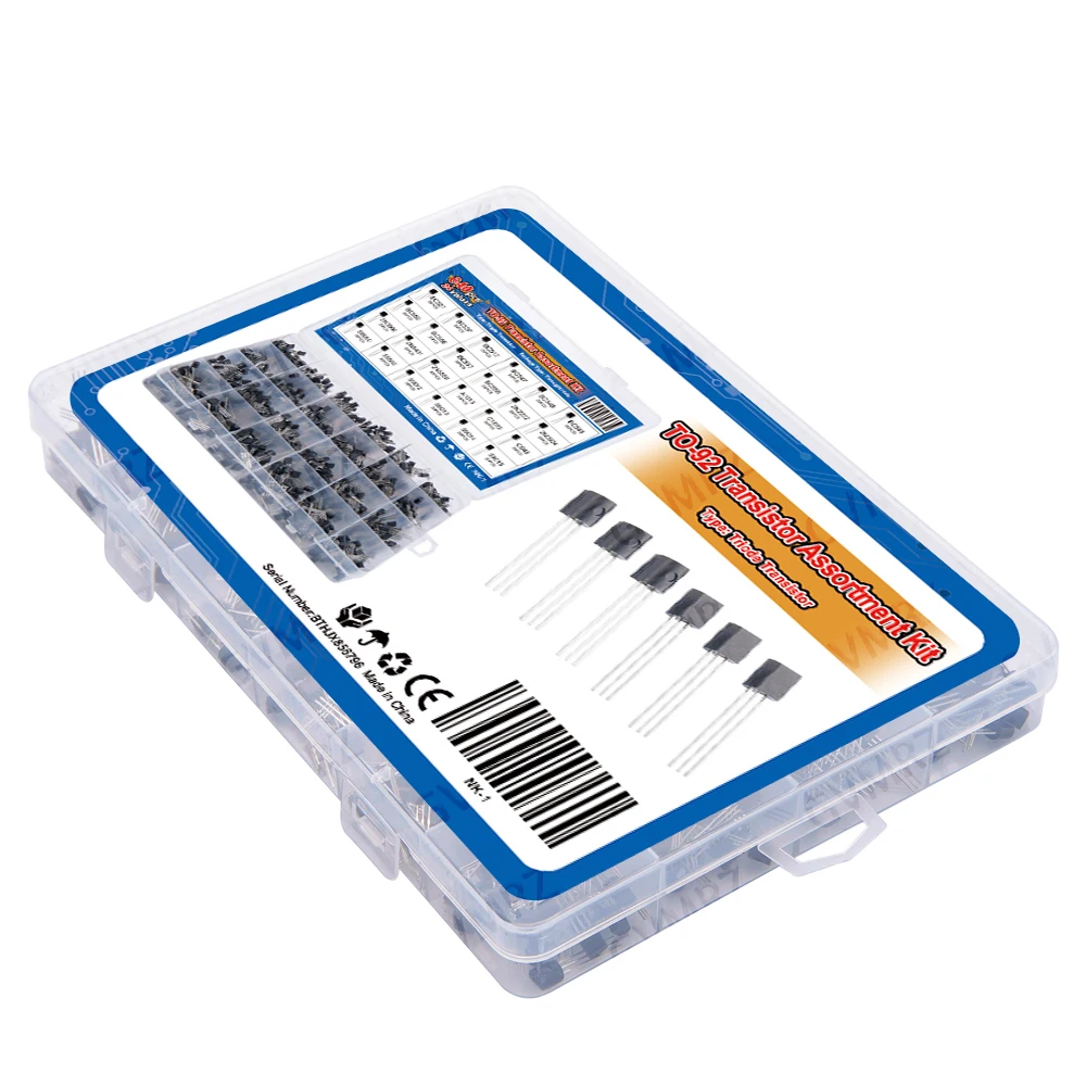 840PCS 24Values TO-92 Transistor Assortment Kit 2N2222 S8050 BC547 Box for Electronics DIY Projects S8050 BC547 Component