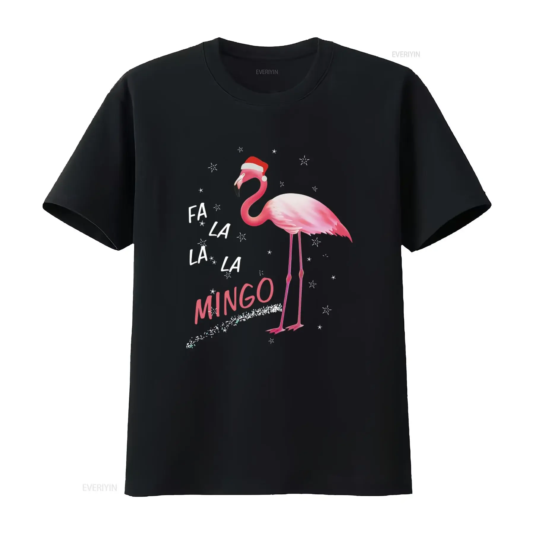 Fa La Mingo Flamingo Christmas T Shirt Lover Coastal Tropical Santa Hat Xmas vintage Washed fashion Top For Everyday Wear