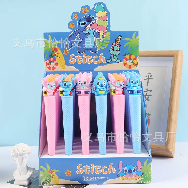 36pcs Disney Ice Cream Stitch Gel Pen Lilo & Stitch 0.5mm Black Signature Pen Office School Writing Supplies Stationery Gift