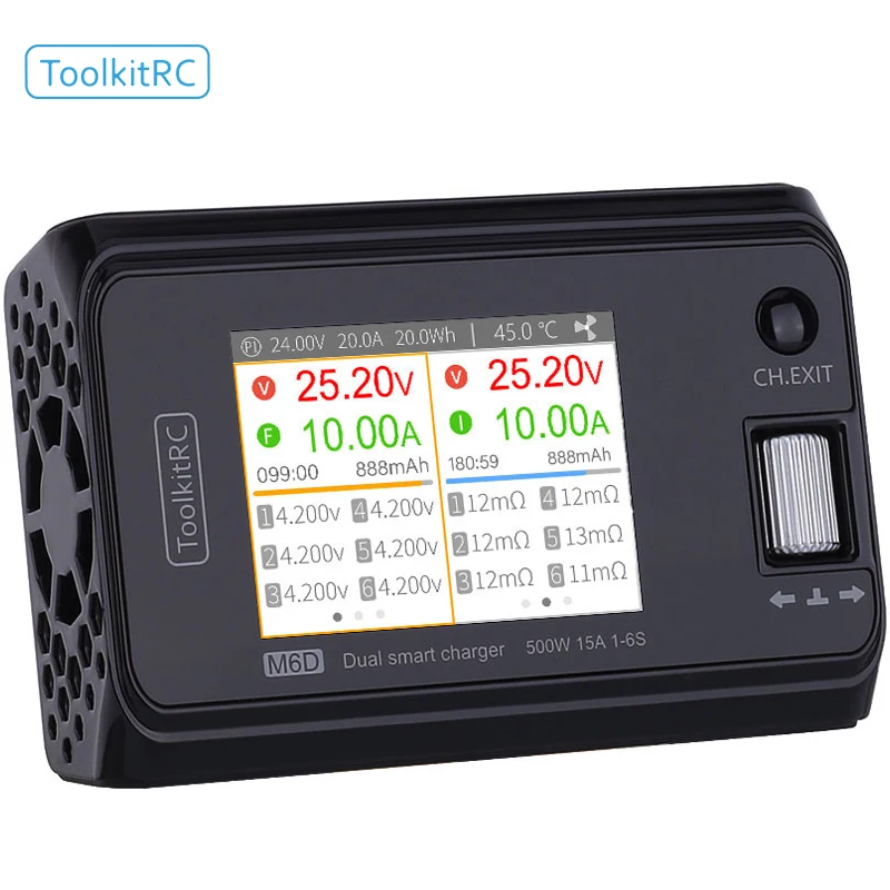 ToolkitRC M6D 500W 15A DC Dual Channel MINI Smart Charger Discharger For 1-6S Lipo Battery FPV Model Spare Parts