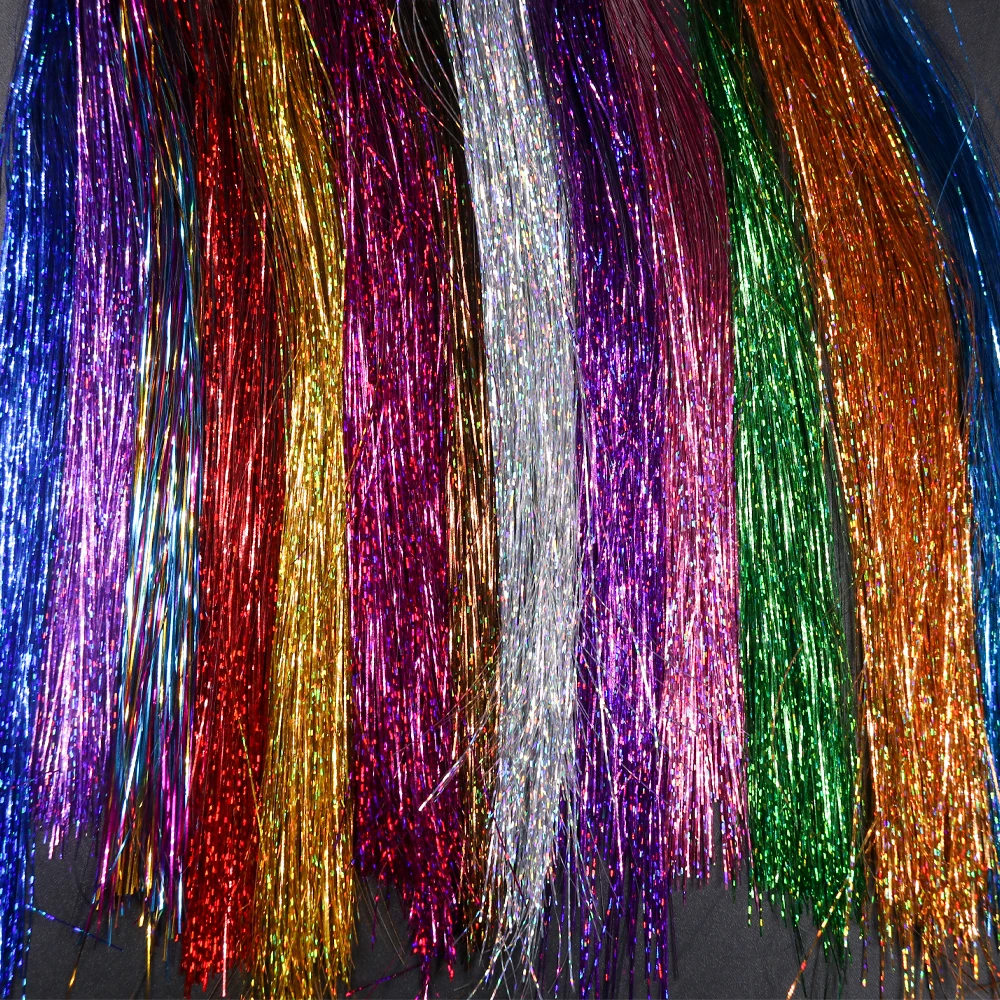 1/12 Packungen Holographisches Flashabou-Tinsel, flaches Kristall-Tinsel, Fliegenbindematerial für Hecht, Forelle, Streamer, Jig-Köder, Meeresfischköder – Detail 7
