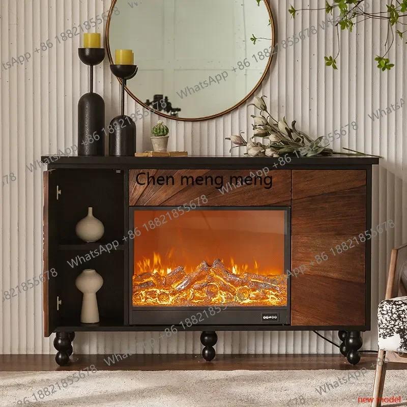 N138French medieval fireplace, retro solid wood living room, villa entrance hall, entrance decorative cabinet