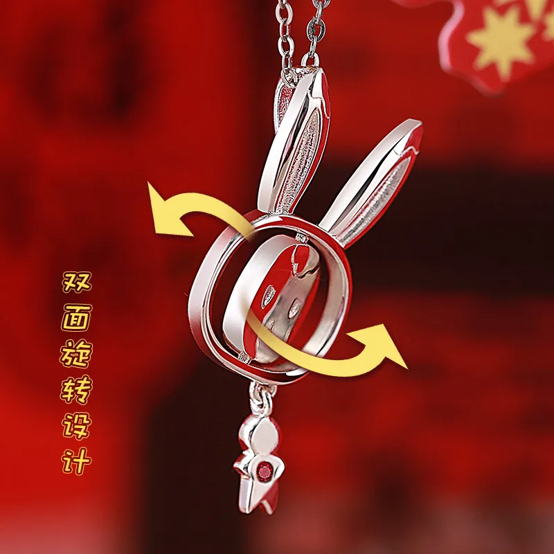 Grandmaster of Demonic Cultivation Rabbit Pendant Silver 925 Sterling Cross Jewelry Necklace The Untamed Wei Wuxian MDZS