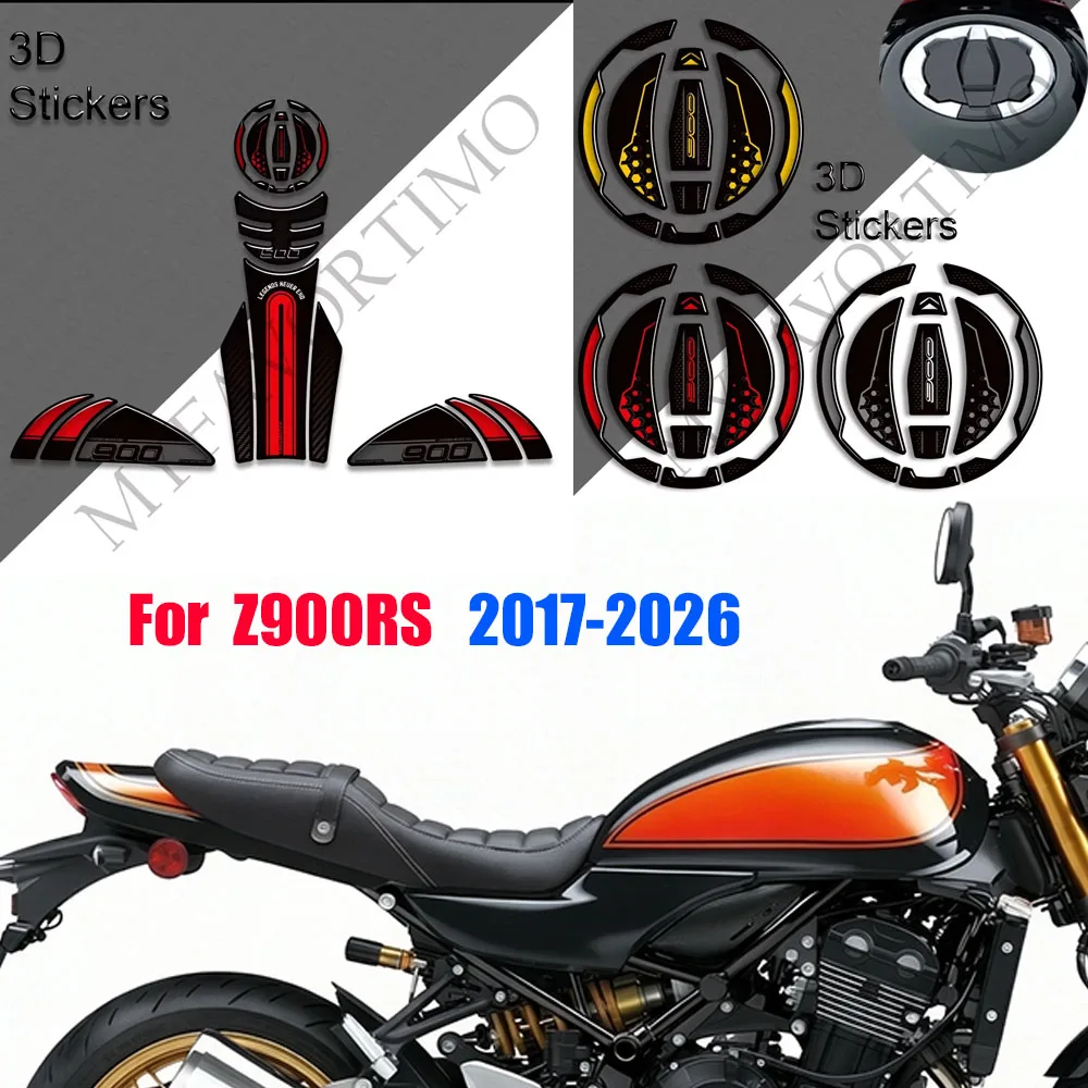 For Kawasaki Z900RS Cafe SE 2017 - 2025 2026 Anti-slip Epoxy Resin Gas Fuel Tank Cover & Leg Grip Sticker Decals Kit
