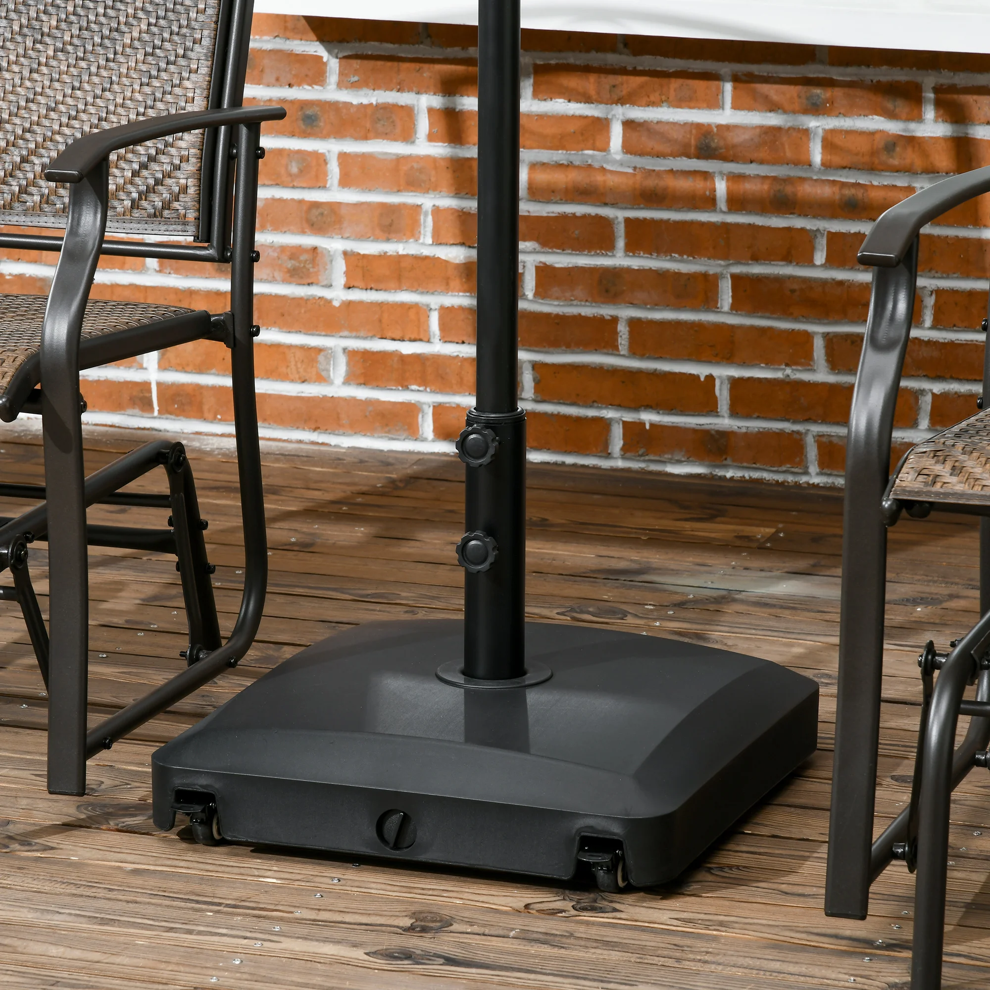 Patio Umbrella Base with Wheels, 53lbs Water or 66lbs Sand Filled, Heavy Duty Outdoor Umbrella Stand Holder, Black