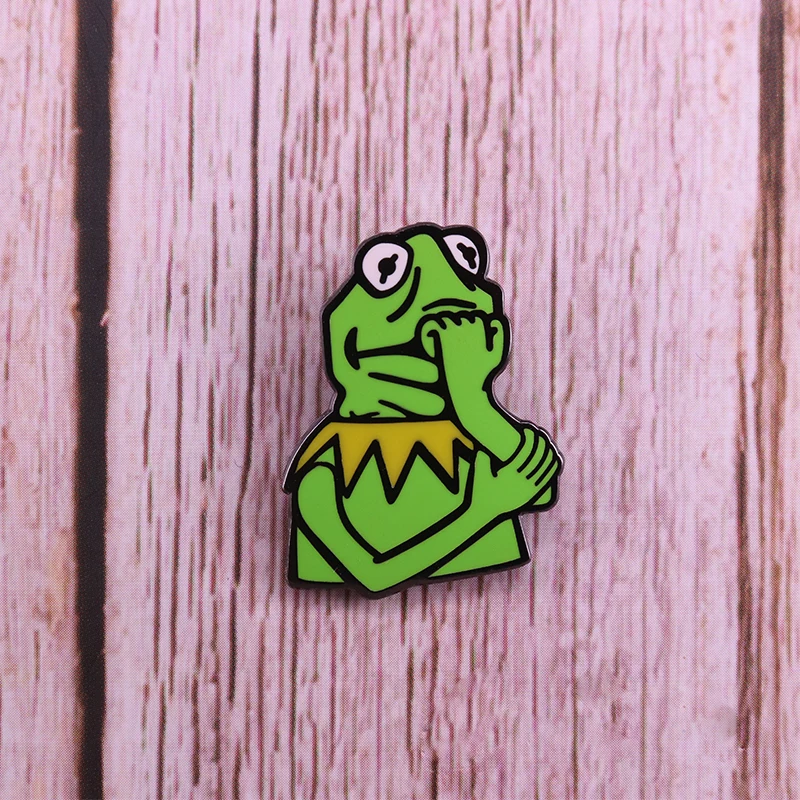 Top Grade Cartoon Pepe Frog Meme Enamel Pin Pyramid Thinking Drink Animal Metal Brooch Badge Jewelry Keychain Gift for Friends