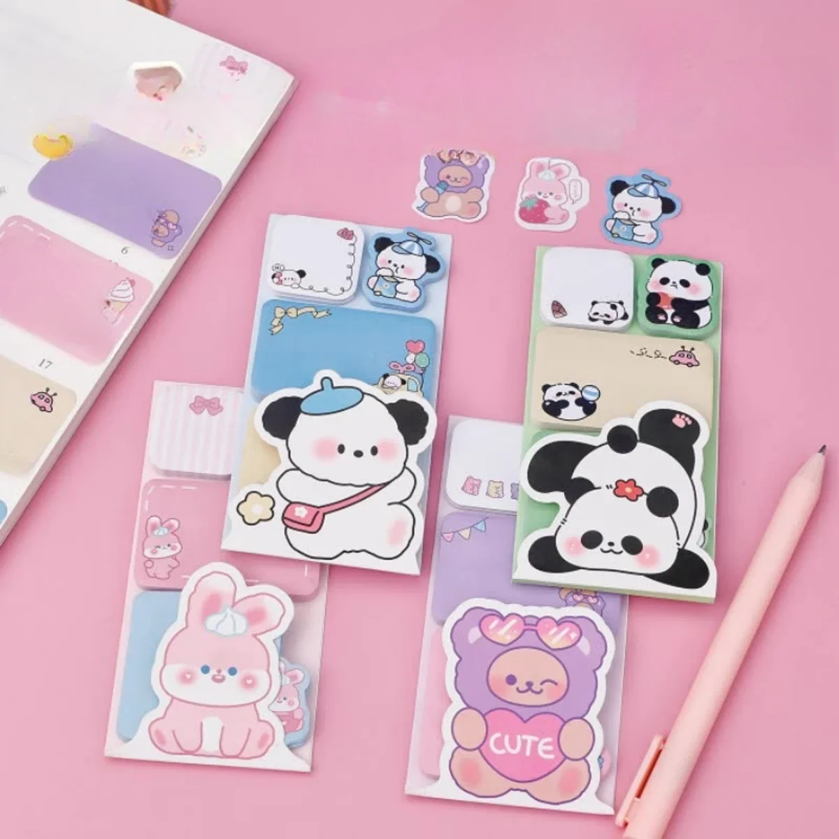 4 pcs/lot Cartoon Animals Puppy Panda Sticky Notes To Do List Memo Pad N Times Notepad School Office Supplies Gift Stationery