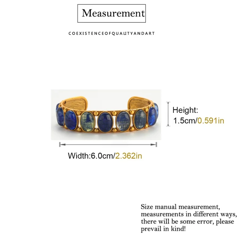 مجوهرات خمر أساور الحجر الأزرق للنساء التدرج عين القط الطبيعية الكفة سوار مجوهرات فاخرة مصمم ريترو 2025 الاتجاه