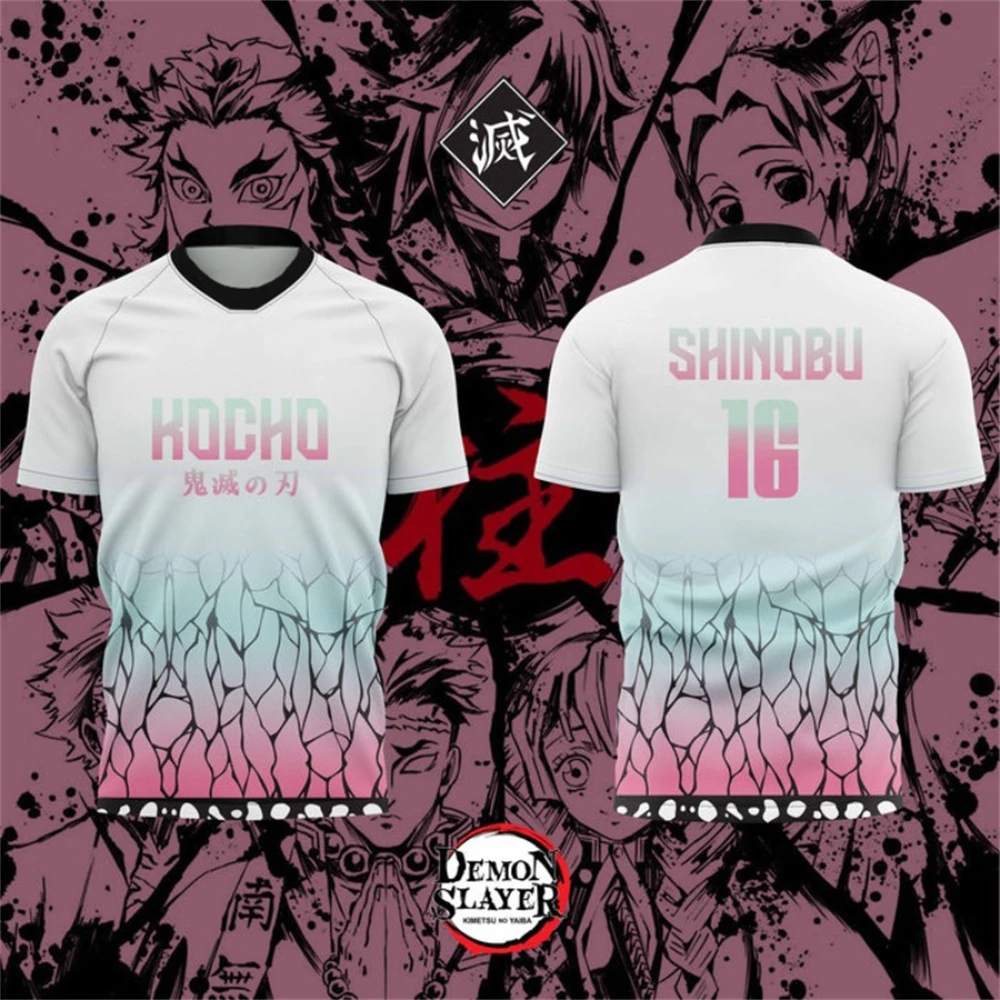 

2025 New SHINOBU Demon Slayer Print Jersey Men Women Summer Casual Fashion Anime 3D Printed Short Sleeved Role-playing Clothing