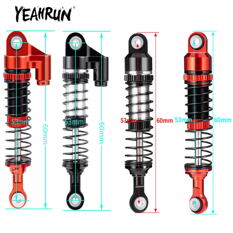 YEAHRUN 4PCS 60mm Aluminum Shocks Absorbers Damper for 1/18 RedCat  Ascent Rock Crawler Car  Upgrade Accessories