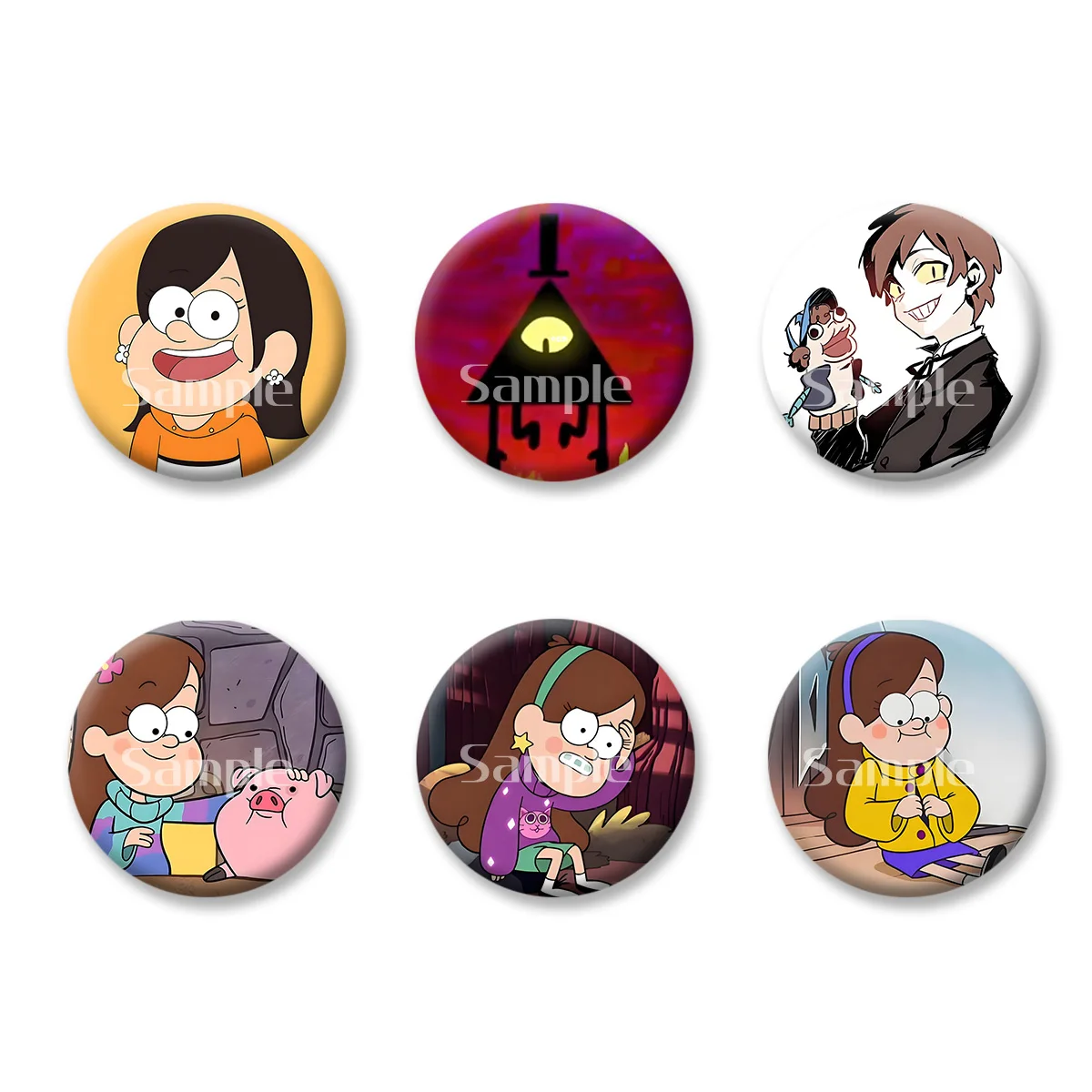 

Gravity Falls Mabel Dipper Anime Cartoon Flash Badge Keychains Makeup Mirror Fridge Magnet ACG Goods Game Peripherals Toy Gift