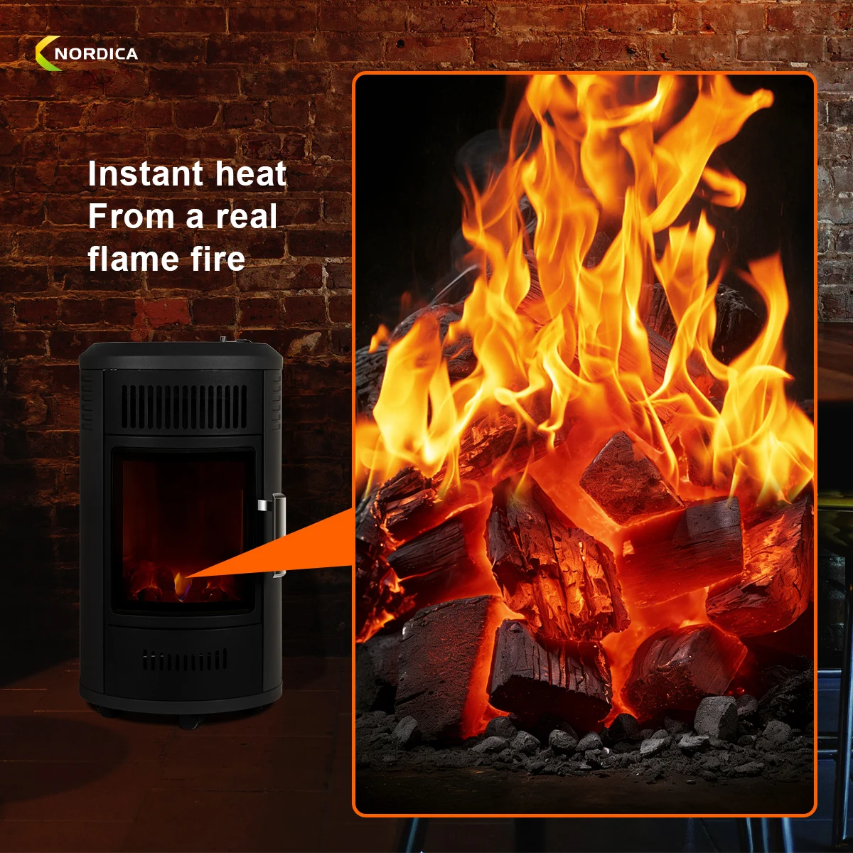 Fast Heating Real Flame Portable Indoor Gas Heater 3.4 KW  LPG Gas Heater for Household