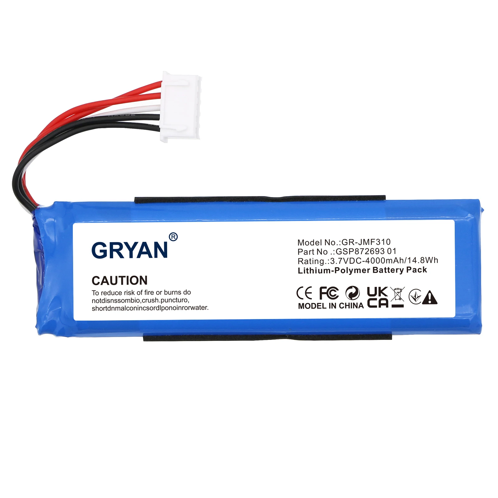 GRYAN 29.6Wh 4000mAh Speaker Battery for JBL  Flip 4 Flip 4 Special Edition GSP872693 01 GSP872693 03A P763098 03A view 2