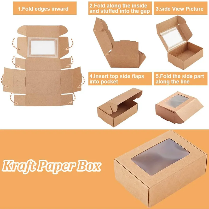 10/30pcs Kraft Paper Candy Box Transparent PVC Window Soap Boxes For Chocolates Birthday Wedding Valentine\'s Day
