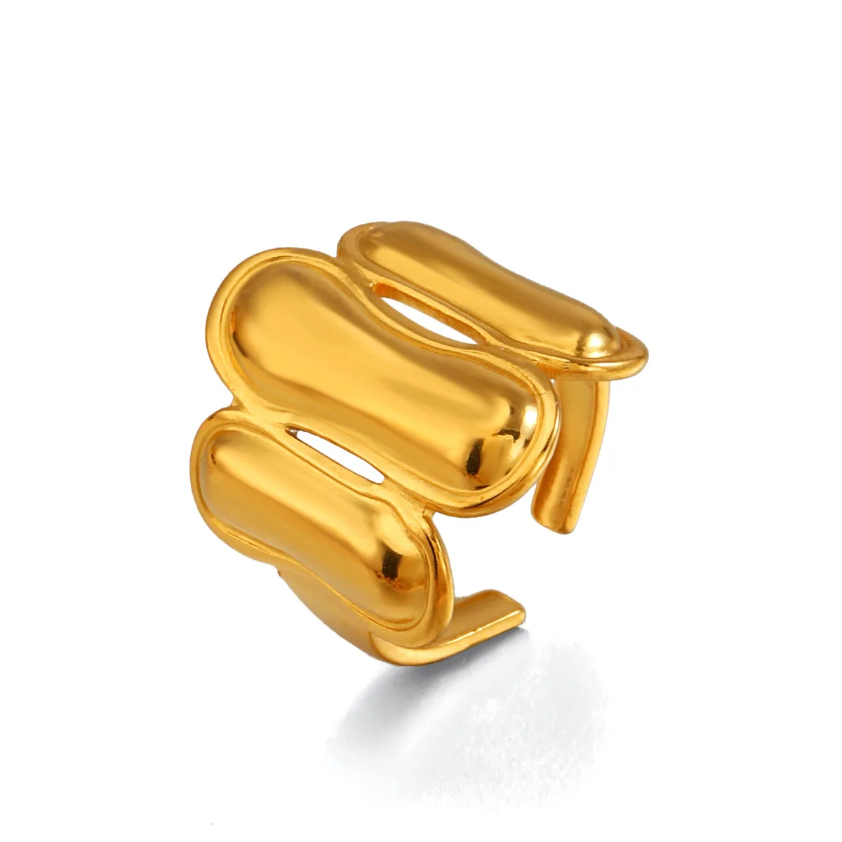 Minimalist Ellipse Open Rings Stainless Steel Adjustable Geometric Everyday Jewelry Couple Rings