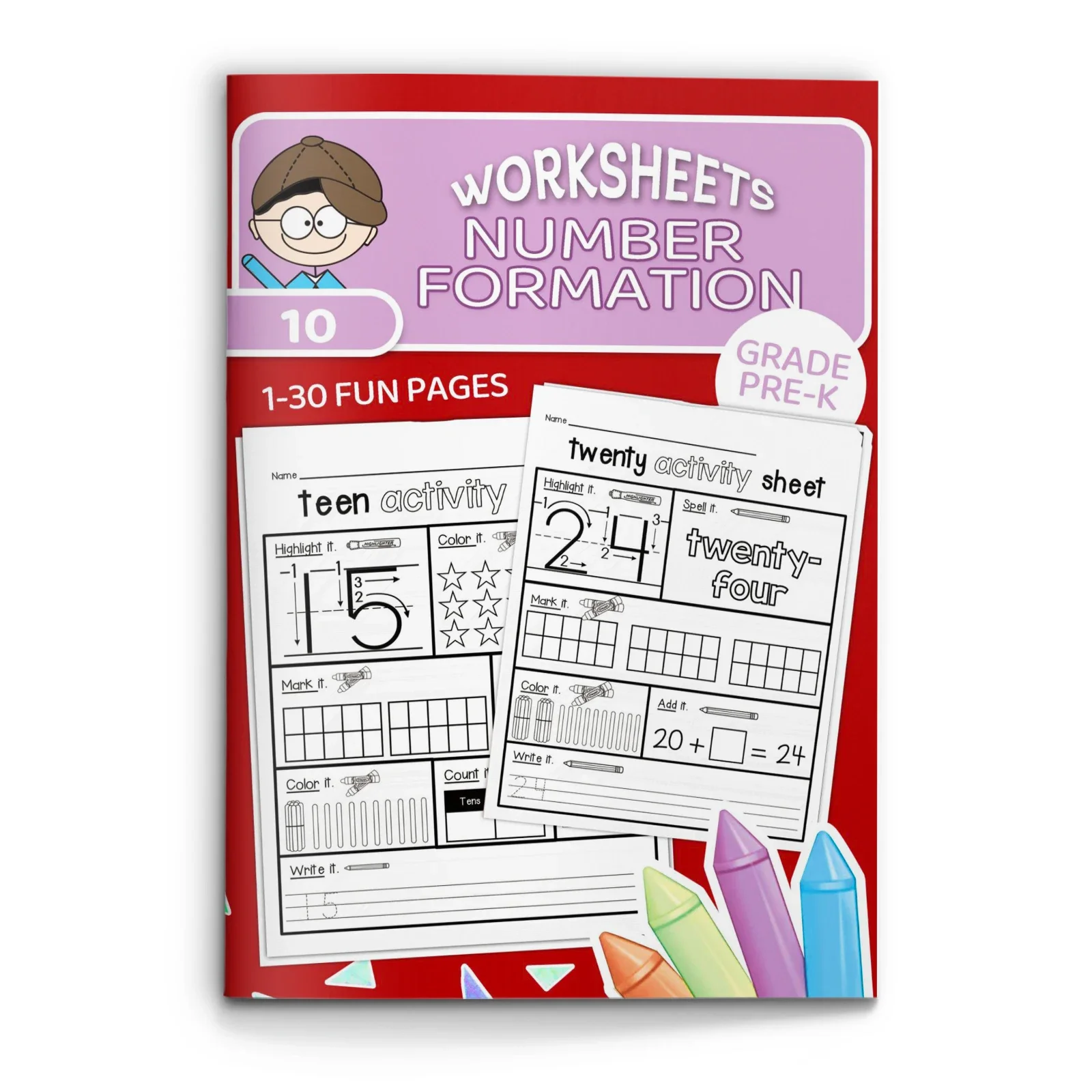 Kids' Alphabet and Number Coloring Book with Cute Cartoon Designs, Early Learning Activity Book to Boost Baby's Hand Skills