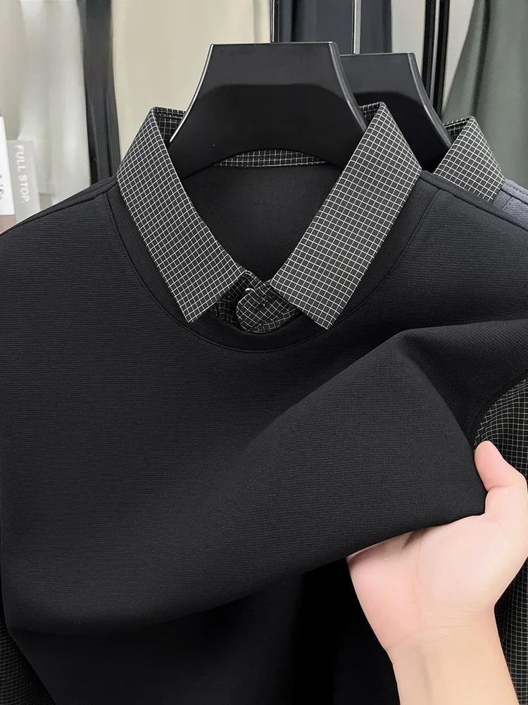 

Rn Men's Long Sve irt Casual Cotton Plaid T-irt Spring Autumn New Sle Loose Fit Busin Casual Wear