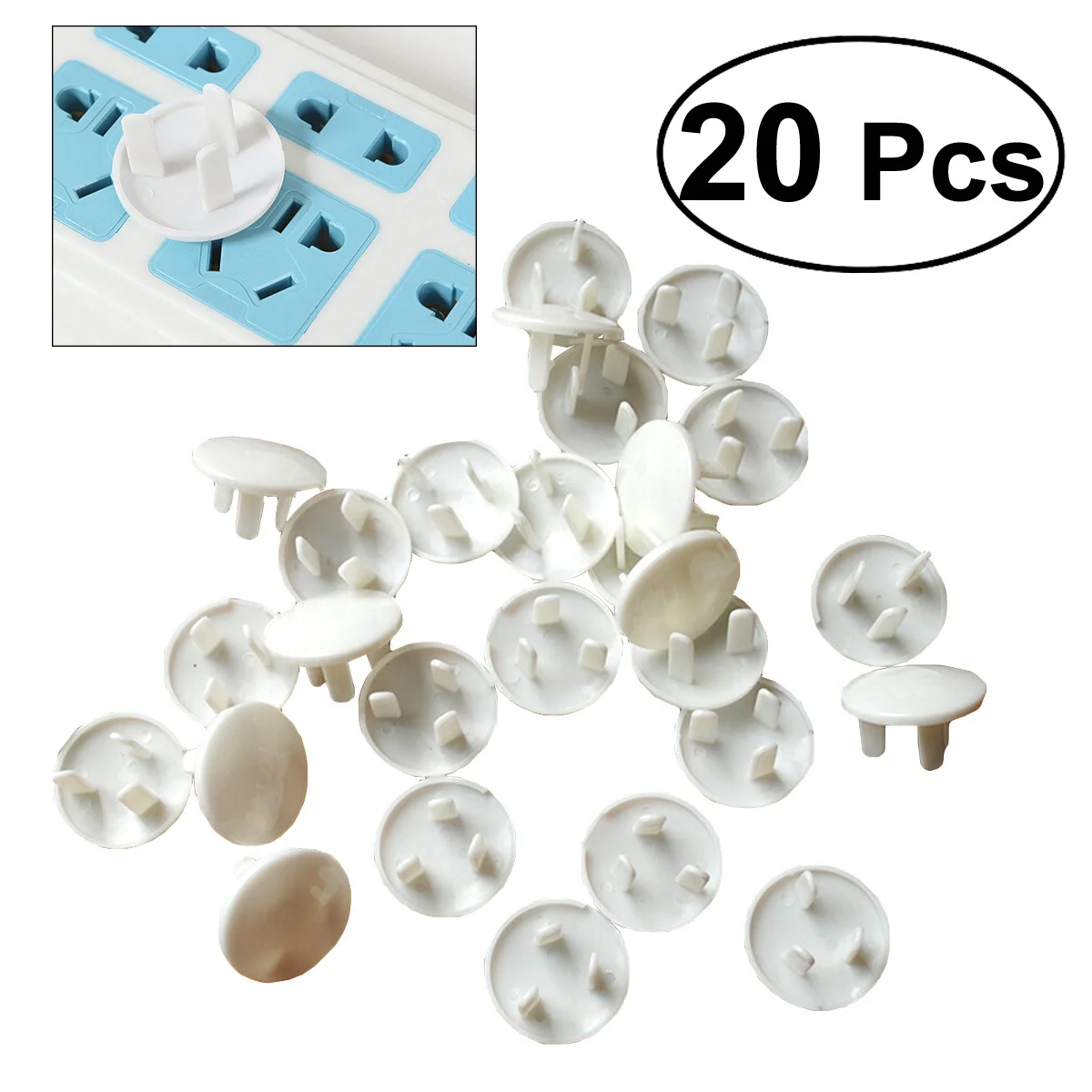 

20pcs Socket Protective Cover 3 Holes Abs Material Child Safety Outlet Covers Baby Proofing Electrical Leakage Fire Dust