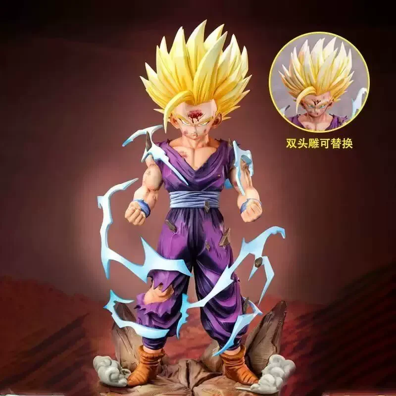 

28cm Ssj2 Gohan Mount Paozu Anime Figure Double Headed Statue Trendy Toy Model Ornament Desktop Collection Action Figures Gift