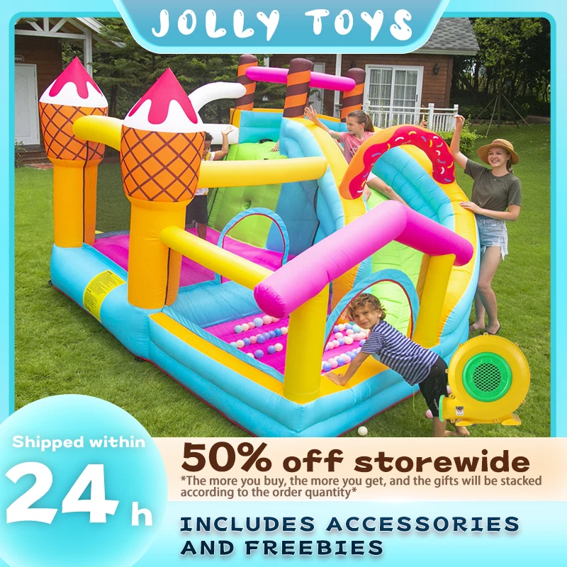 

Детский праздничный игрушечный замок с мороженым, высококачественный прыгающий домик, надувной батут