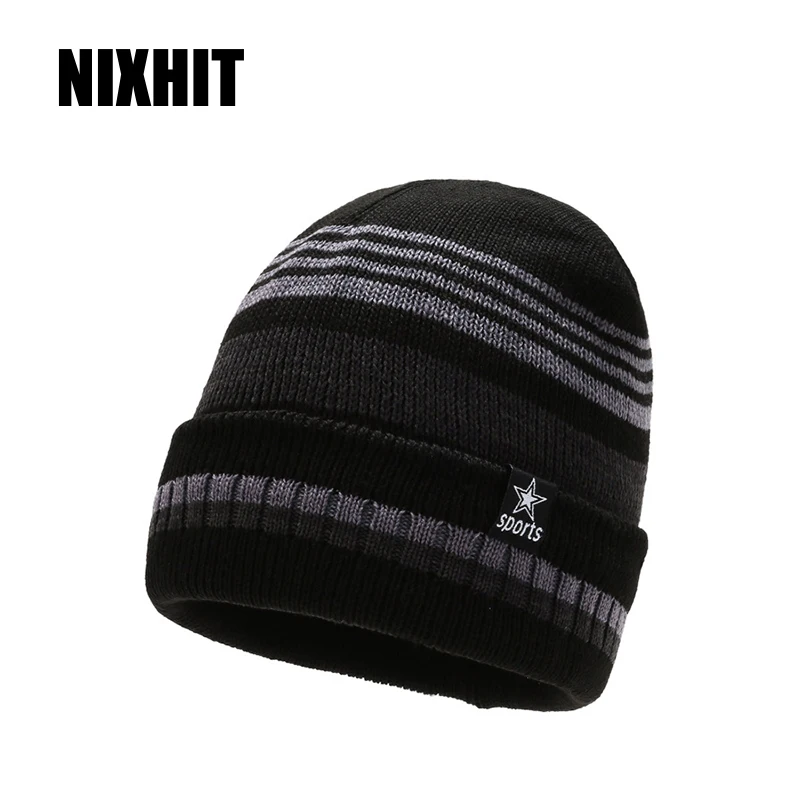 

NIXHIT Skullies Beanies Men Winter Hat Knitted Hats For Men Cap Winter Beanie Hat Thick Warm Fur Men's Cap Cycling Casual Z239