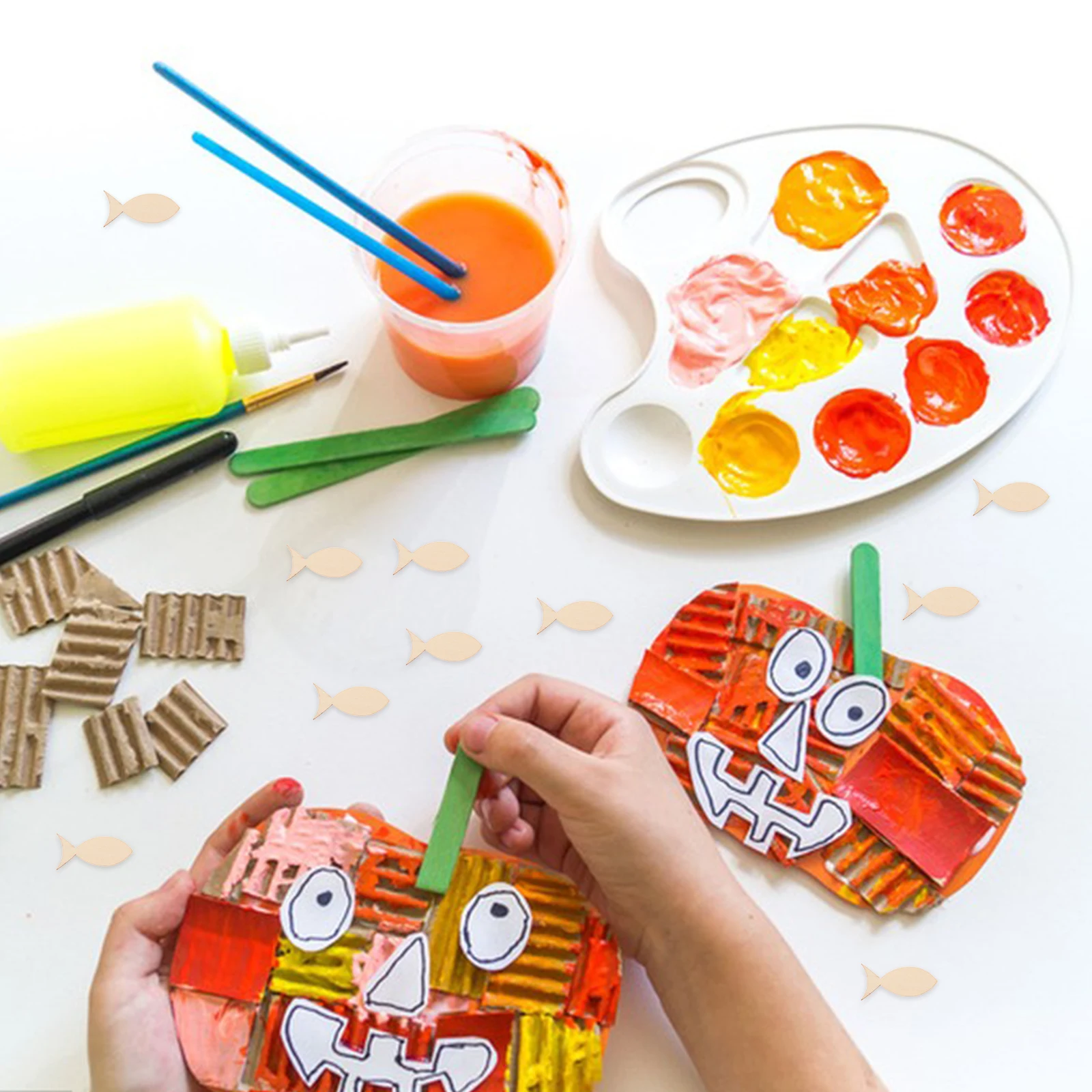 

50pcs Wooden Fish Decor Unfinished Craft Supplies Diy Embellishments Home Office Decorations Wooden Sea Animal