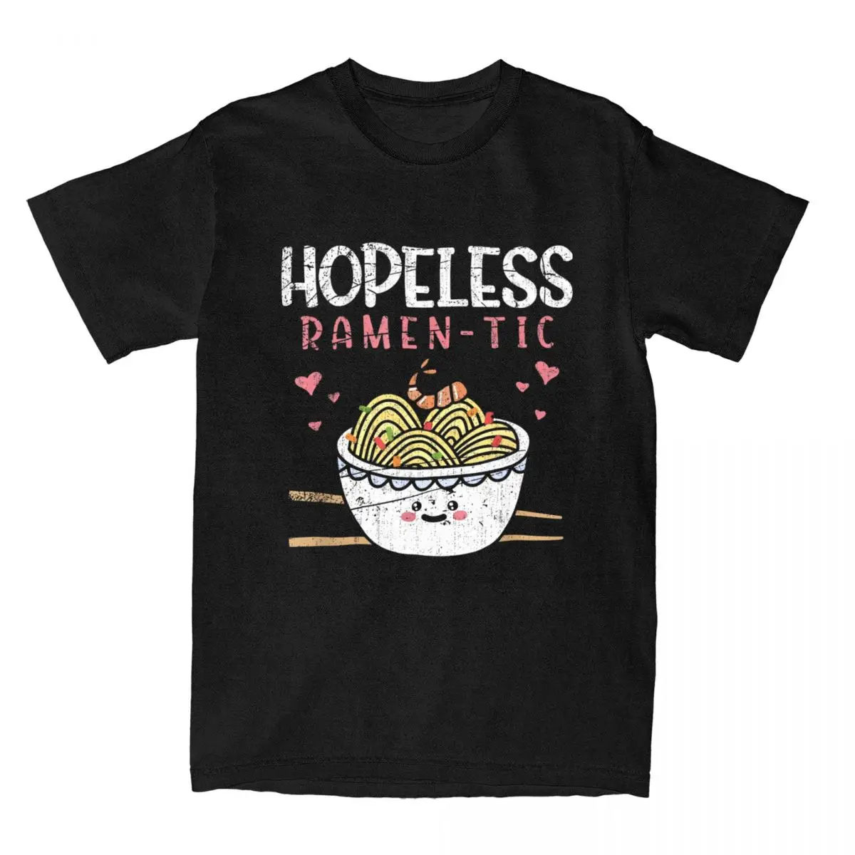 Men T-Shirts Romantic Asian Food Noodles Cute Hopeless Ramen-Tic Ramen Cool Cotton Tees Funny Takeout Lovers T Shirt Tops Gift