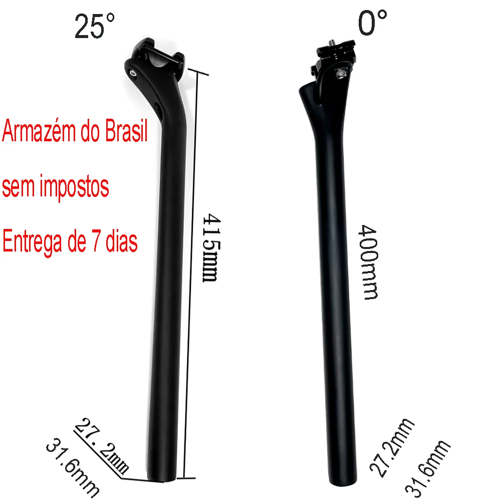 livre de impostos ship from brazil Carbon MTB Bike Seatpost Road  Bicycle Seatpost Black UD Bicycle 27.2 400mm Bicycle Parts