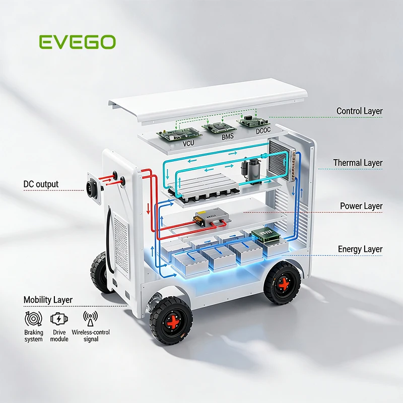 EVEGO EVSE Industrial Grade CE 200kWh Portable EV Charging Station Large Capacity Battery Backup Mobile DC Charger For Fleet