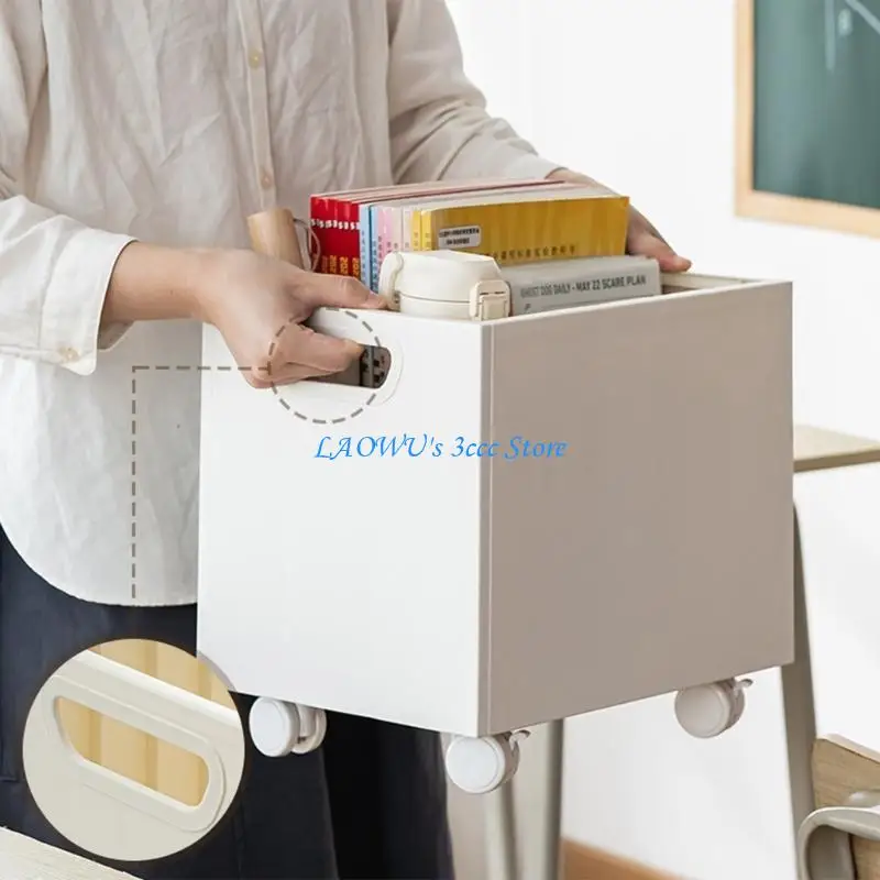 Y8AD Book Storage Box with Pulley File Large Capacity Storage Basket