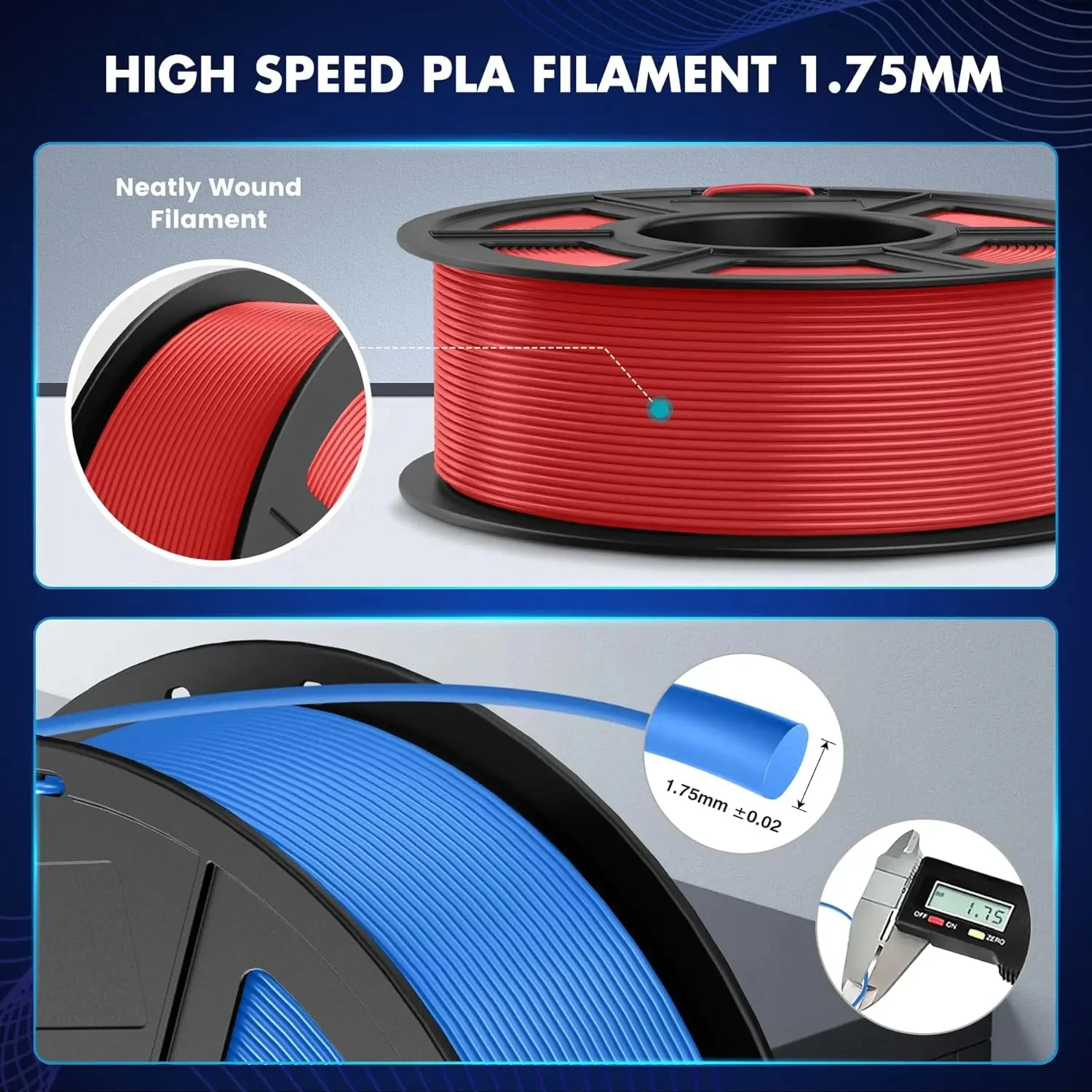 SUNLU PLA High Speed/PLA Meta 10KG 1KG/Roll 1.75mm+/-0.02MM 3D Printer Filament Lines Up Neatly Wound For FDM Printer Fast Ship
